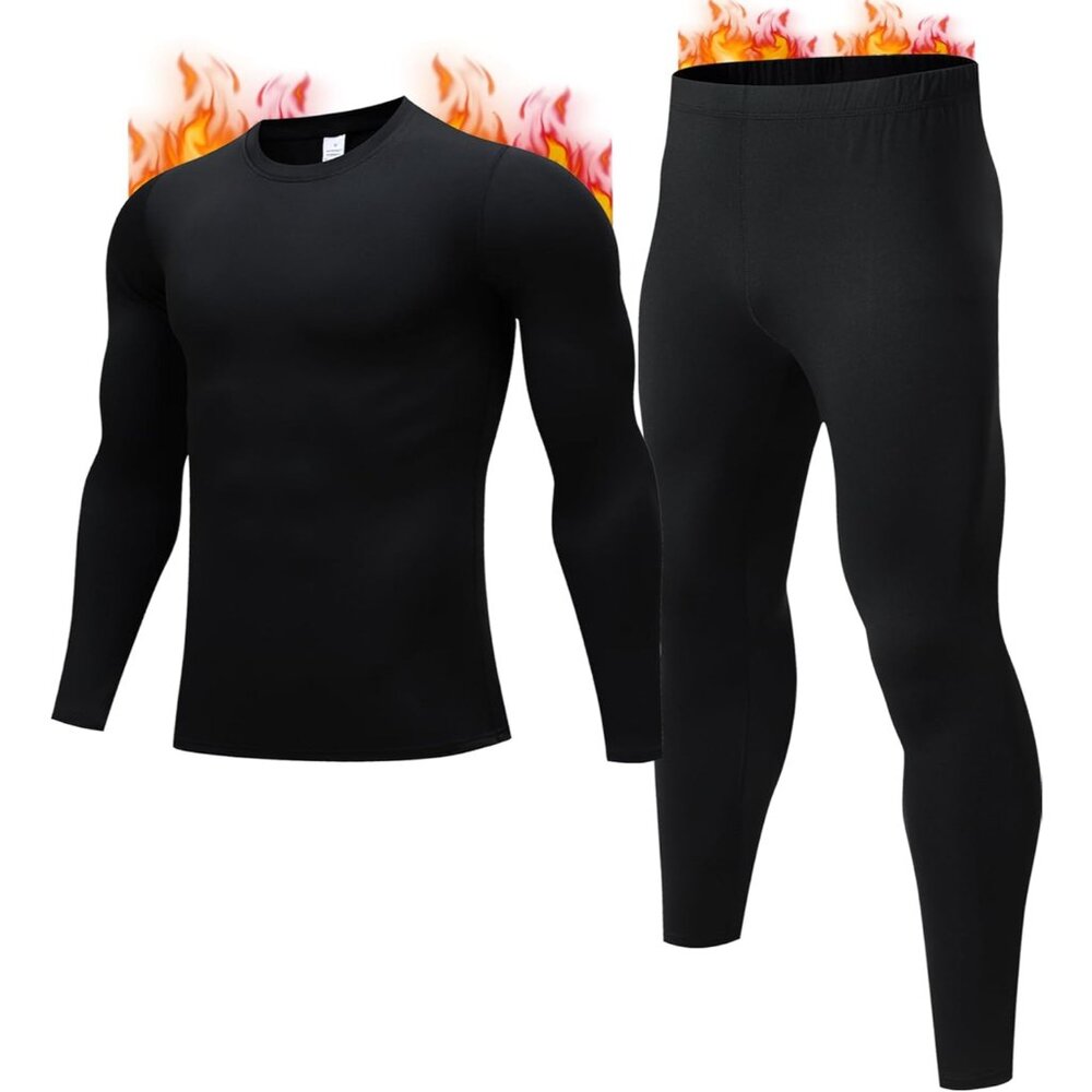 Thermal Underwear For Men, Mens Long Johns Thermal Underwear Set, Fleece Lined B
